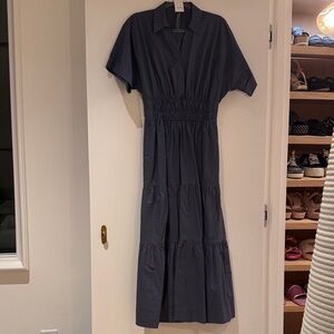 Anthropologie Black Tiered Shirred-Waist Maxi Dress